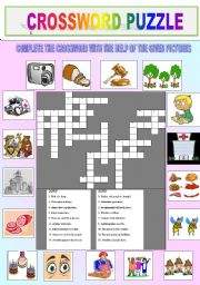 English Worksheet: crossword puzzle