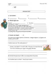 English Worksheet: TEST on Health & Sport  (specifically for French teachers)