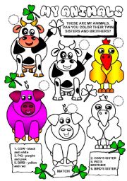 English Worksheet: My animals II (2 pages)