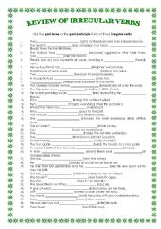 English Worksheet: Review of irregular verbs