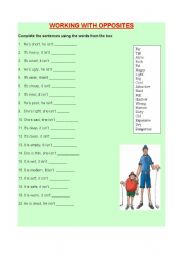 English Worksheet: working with opposites