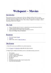 English Worksheet: Movies Webquest