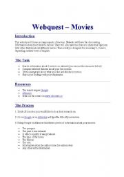 English worksheet: Movies Webquest