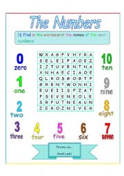 English Worksheet: The numbers wordsearch