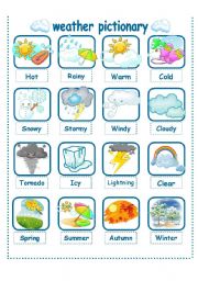 English Worksheet: WEATHER-SEASONS PICTIONARY
