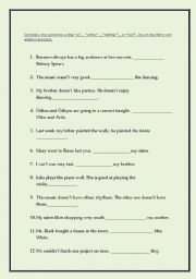 English Worksheet: too,either,so,neither