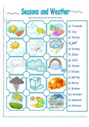 English Worksheet: SEASONS AND WEATHER ACTIVITY