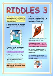 English Worksheet: Riddles 3 with KEY