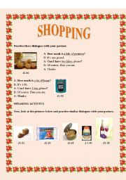 English Worksheet: Shopping