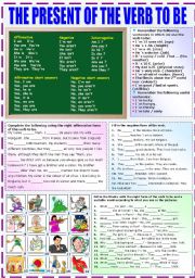 English Worksheet: THE PRESENT OF THE VERB TO BE