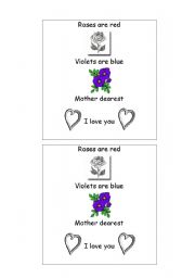 English Worksheet: Mothers day poem