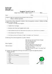 English Worksheet: English evaluation