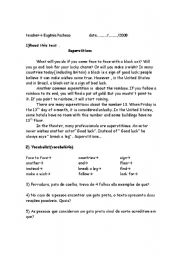 English worksheet: supertition