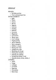 English Worksheet: Party Vocabulary