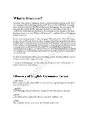English Worksheet: What is a Grammar?
