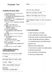 English Worksheet: Grammar Test