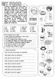 English Worksheet: MY FOOD (2)