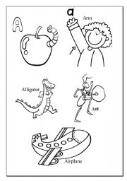 letter a colouring sheet  ESL worksheet by MONY4