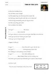 English Worksheet: SONGSHEET  This is the life by Amy McDonald