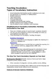 English worksheet: teaching vocabulary