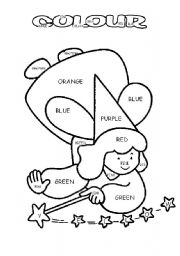 English Worksheet: Colour this fairy
