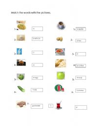 English Worksheet: Foods and drinks