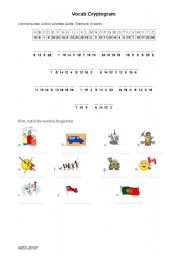 English worksheet: Vocabulary Cryptogram