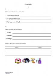 English worksheet: Carnival scramble