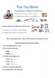 English worksheet: The Toy Store