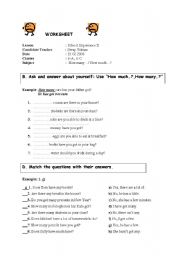 English Worksheet: how many