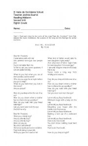 English Worksheet: Teach Reading Comprehension by using the song 