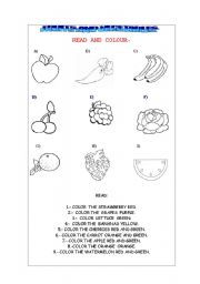 English worksheet: FRUITS AND VEGETABLES