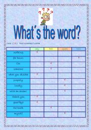 English worksheet: Whats the word ? - KEY