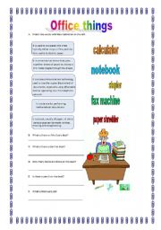English Worksheet: office things - exercises (02.05.09)