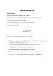 English worksheet: Going on Business Lesson