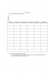 English Worksheet: Survey Card 