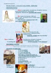 English Worksheet: Rachels diary  - a holiday in Baltimore - exercises