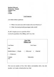 English worksheet: Madonnas fan club