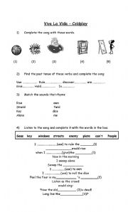 English Worksheet: viva la vida- coldplay