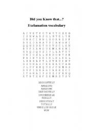 English Worksheet: Exclamation vocabulary