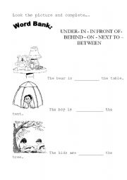 English worksheet: Prepositions