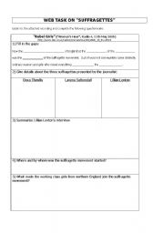 English Worksheet: British suffragettes