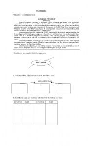 English worksheet: reading comprehension