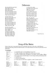 English worksheet: Perry Como - Delaware