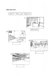 English worksheet: school rooms