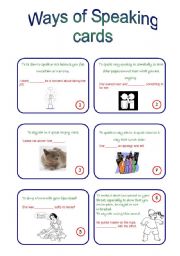 English Worksheet: Ways of Speaking Cards I (1 to 14)