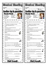 Worksheet: Verb can with song  (with answer key)