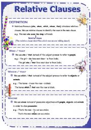 English Worksheet: Relative Clauses