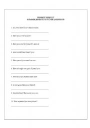 English Worksheet: Have you ever . . . ? Question Scramble