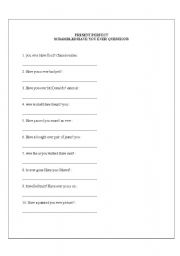 English worksheet: Have you ever . . . ? Question Scramble